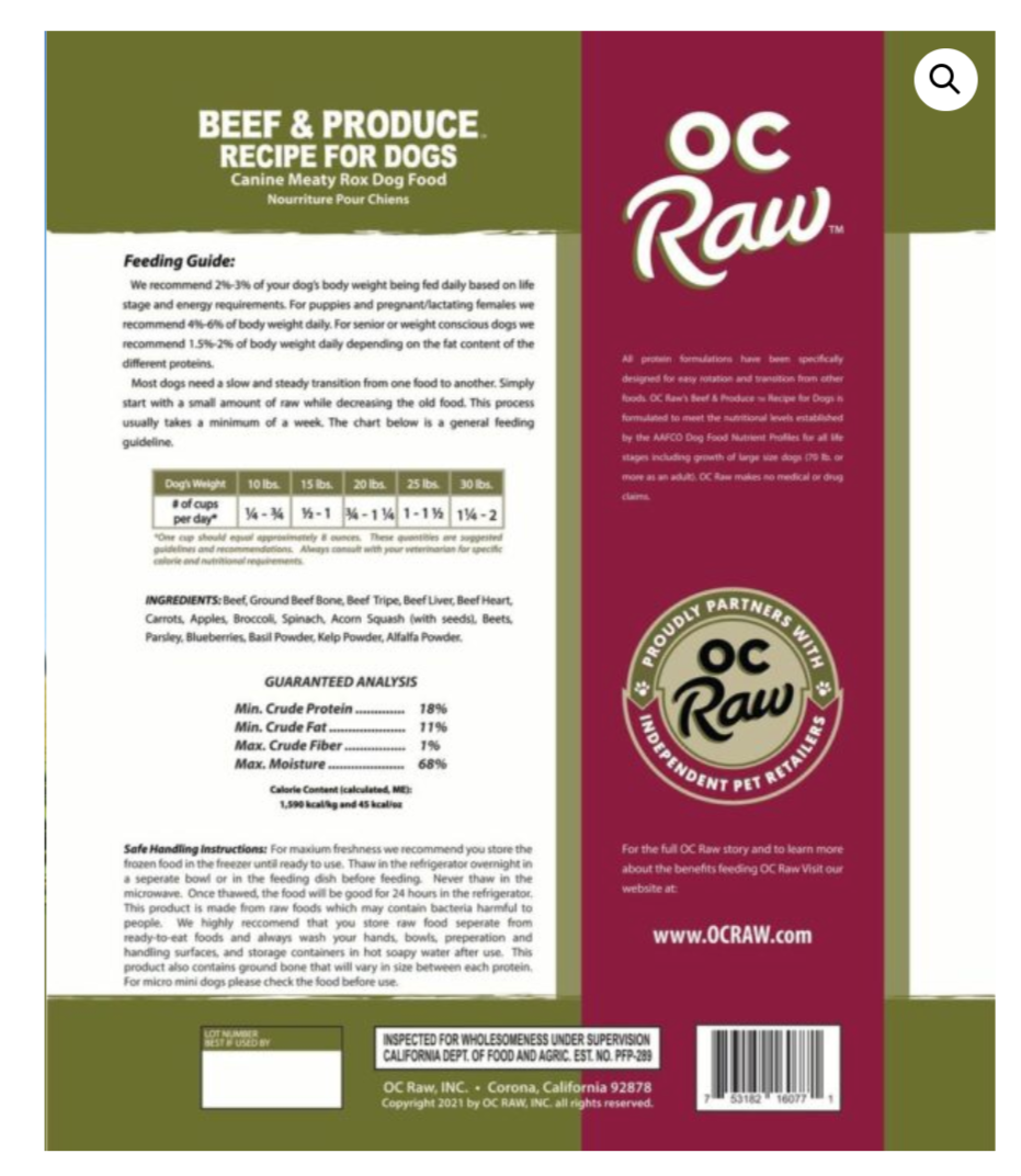 OC Raw Beef & Produce