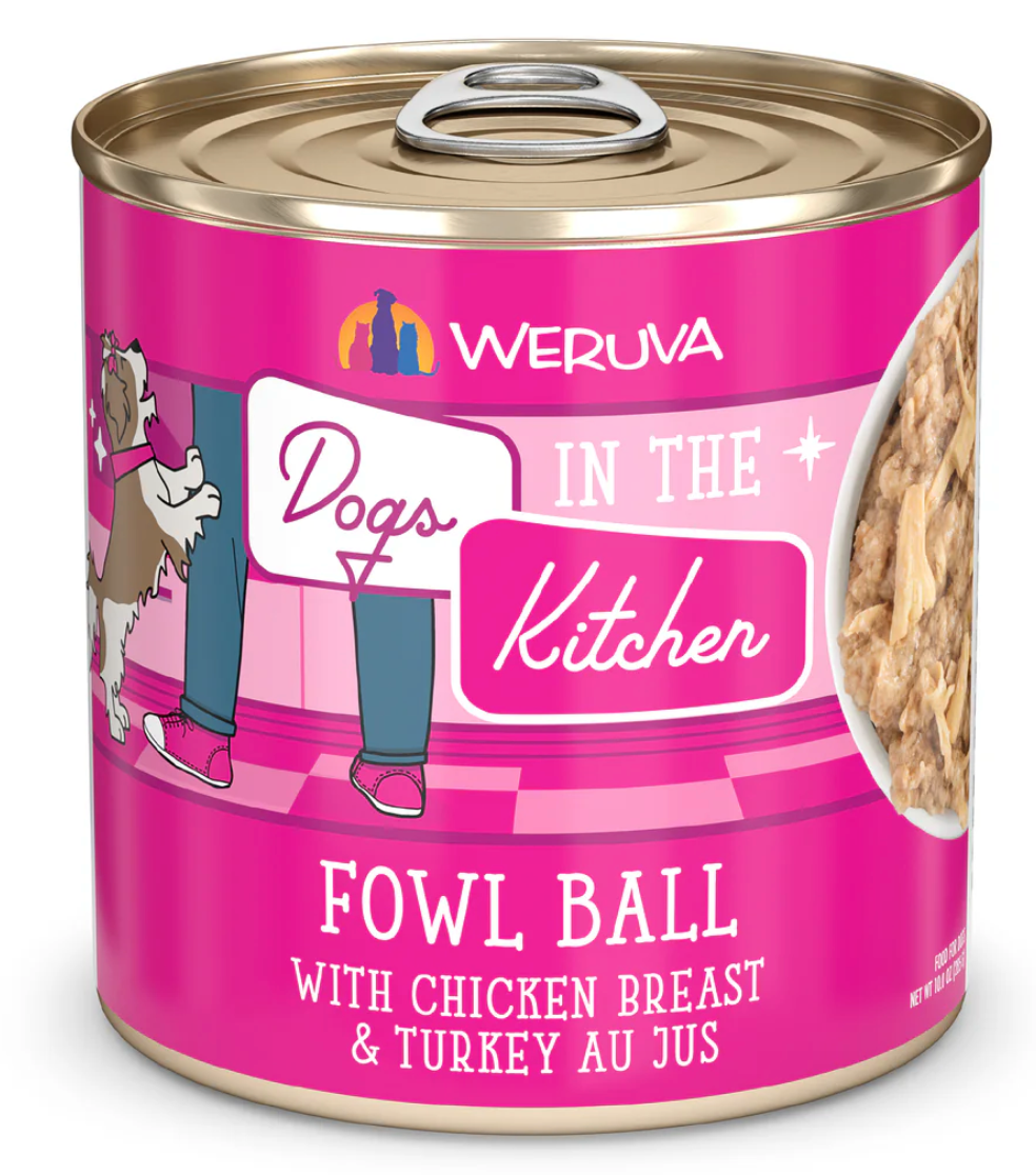 Weruva Fowl Ball Chicken Breast & Turkey Au Jus Dog Food 10OZ