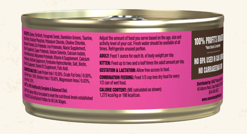 RAWZ 96% Salmon Pate Cat Food 3OZ