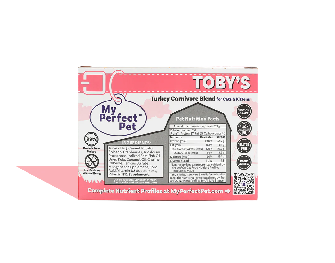My Perfect Pet Toby's Carnivore Blend for Cats Turkey 3LB