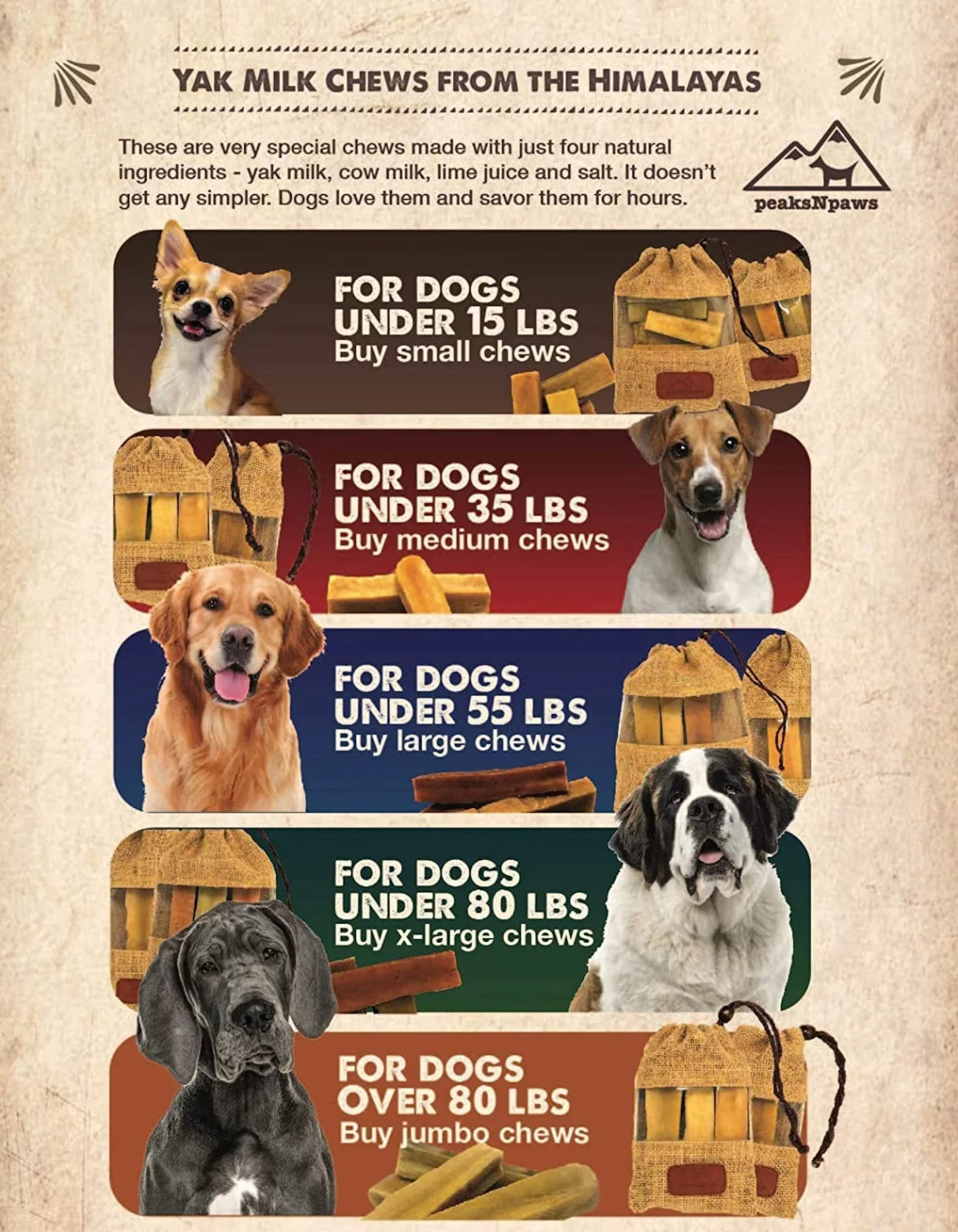 Peaks N Paws Yak Milk Chews Original Flavor 3PK