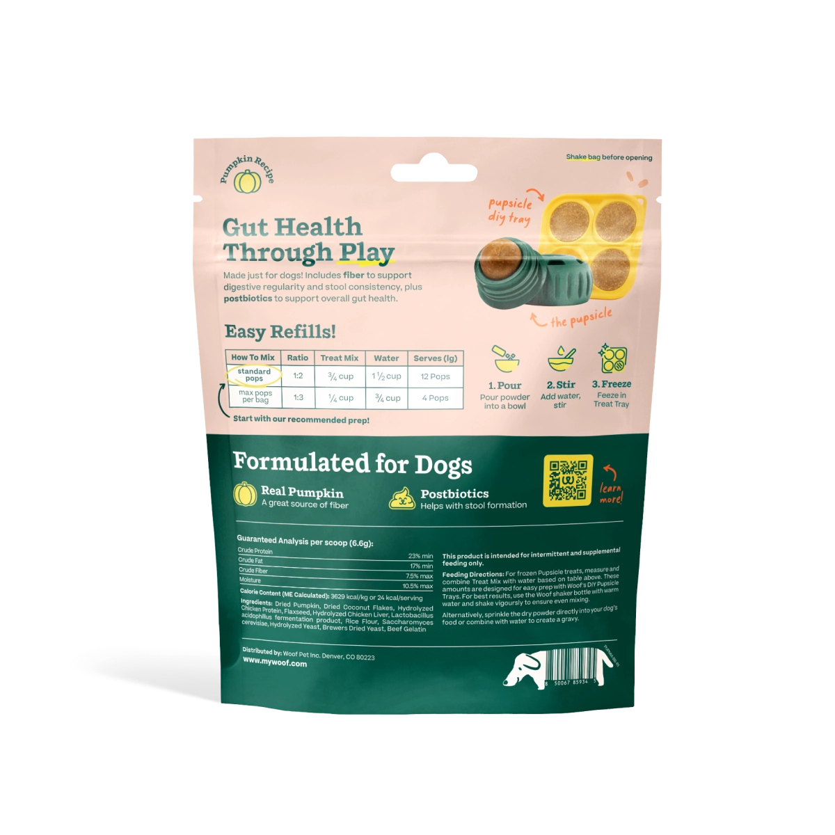 Woof Pupsicle Treat Mix Balanced Belly Lickable Dog Treat