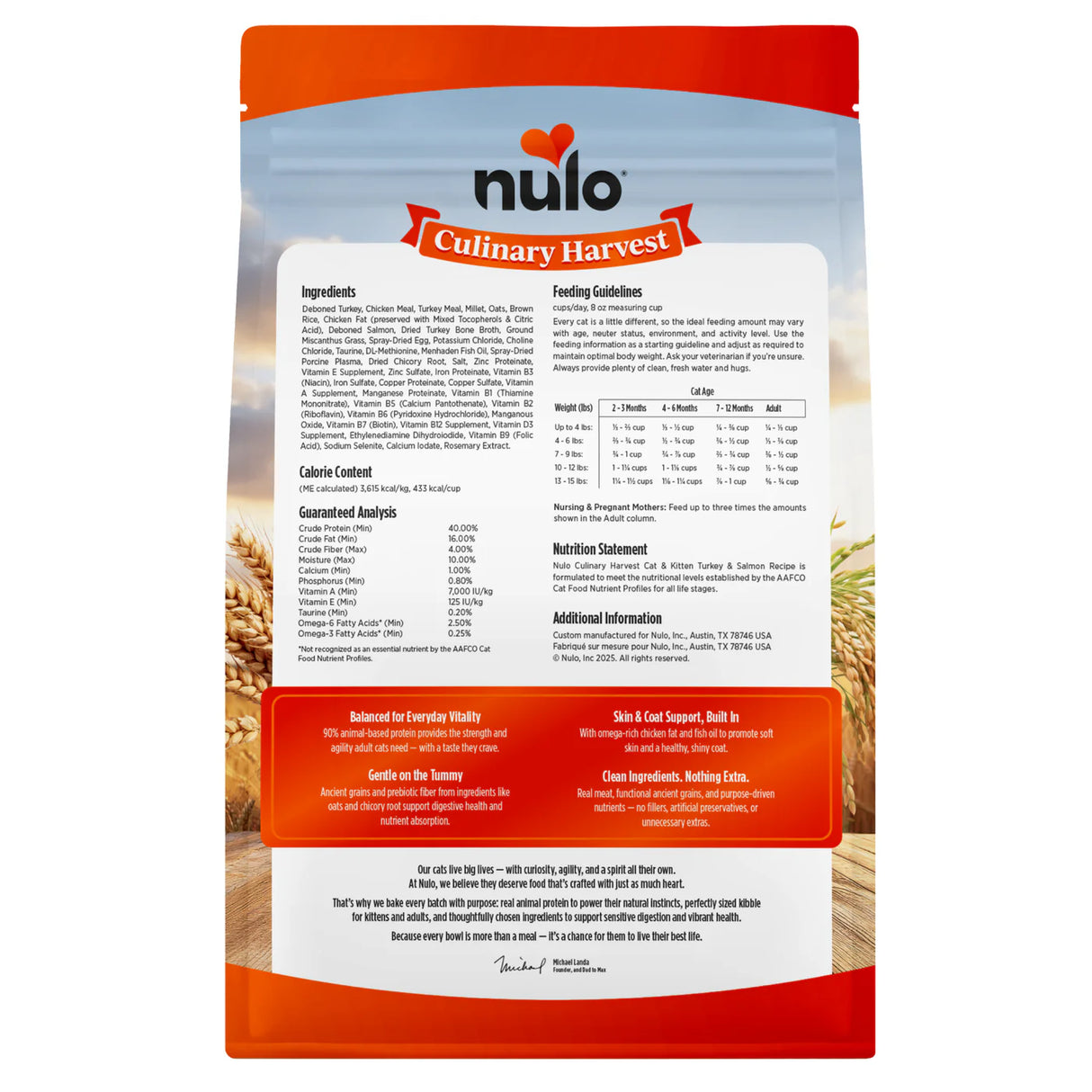 Nulo Culinary Harvest Cat & Kitten Turkey & Salmon Dry Cat Food