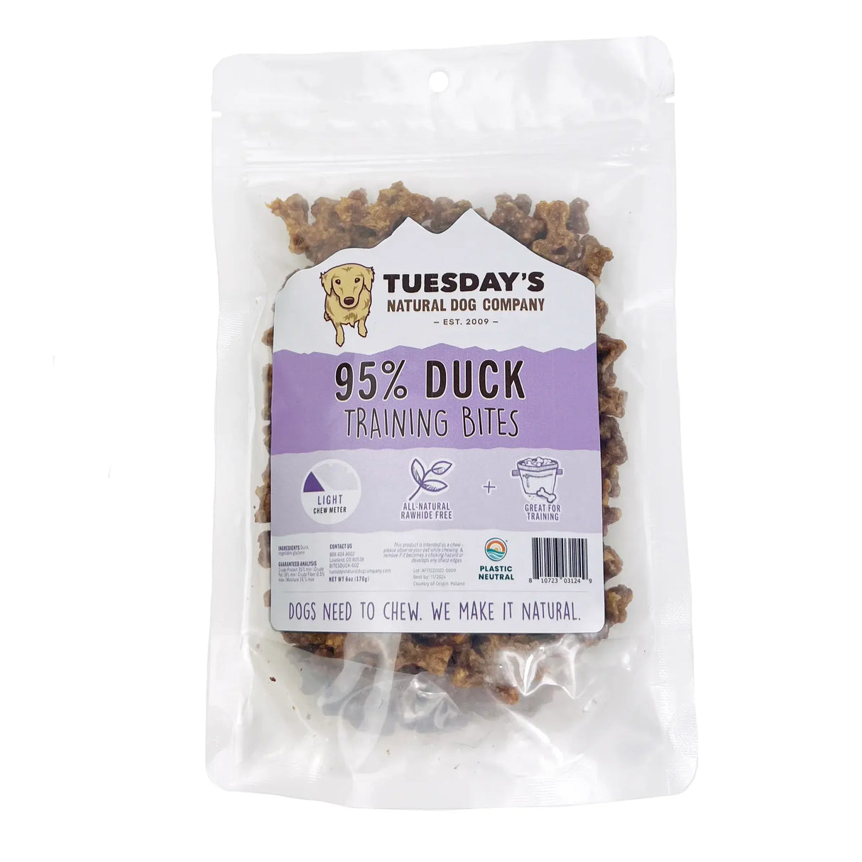 TUESDAYS NATURAL DOG COMPANY TRAINING BITES DUCK
