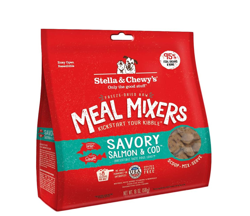 STELLA AND CHEWYS FREEZE-DRIED MEAL MIXERS SAVORY SALMON AND COD