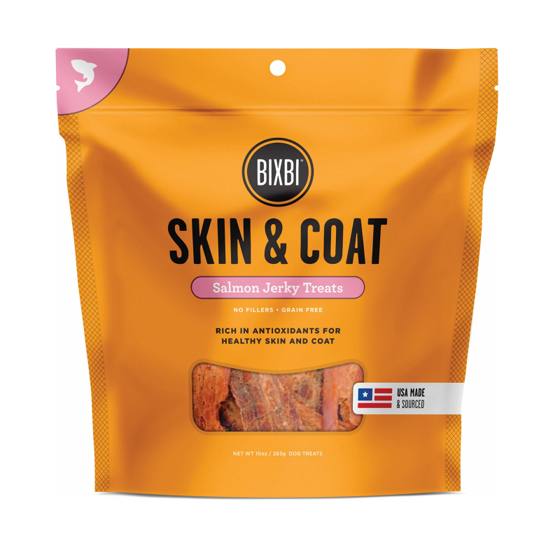 BIXBI SKIN AND COAT JERKY SALMON 4OZ