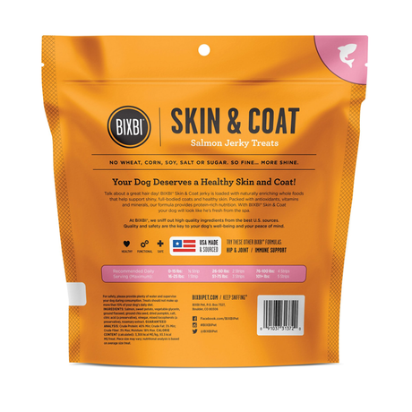 BIXBI SKIN AND COAT JERKY SALMON 4OZ