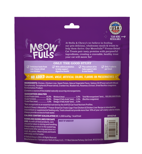 STELLA AND CHEWYS CAT MEOWFULLS FD TREATS CHICKEN/CHICKEN LIVER 1.5OZ