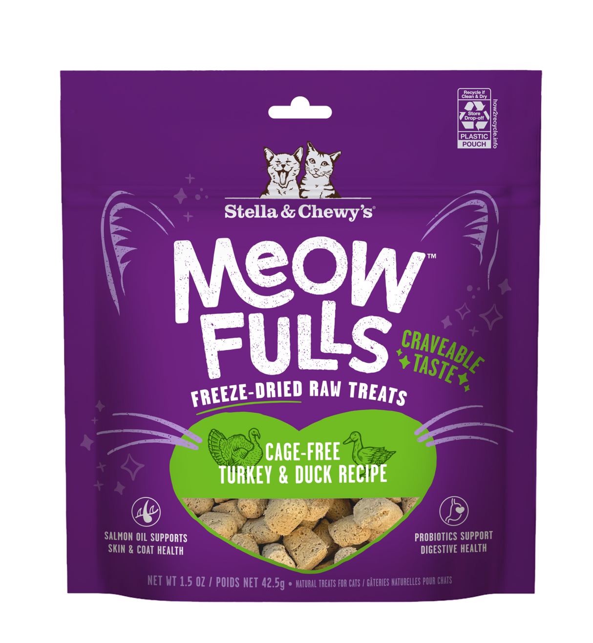 STELLA AND CHEWYS CAT MEOWFULLS FD TREATS TURKEY/DUCK 1.5OZ