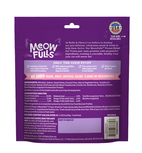 STELLA AND CHEWYS CAT MEOWFULLS FD TREATS WHITEFISH/SALMON 1.5OZ