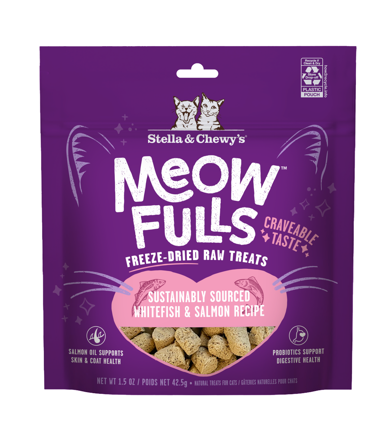 STELLA AND CHEWYS CAT MEOWFULLS FD TREATS WHITEFISH/SALMON 1.5OZ