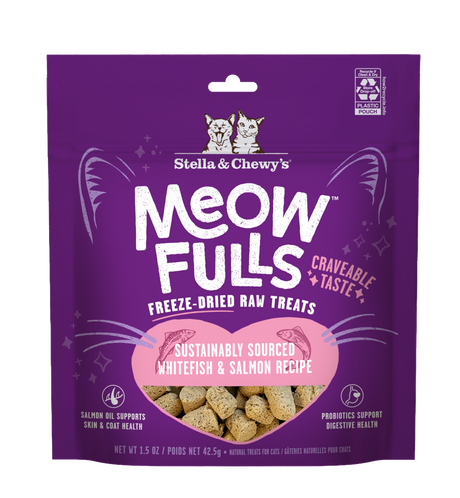 STELLA AND CHEWYS CAT MEOWFULLS FD TREATS WHITEFISH/SALMON 1.5OZ