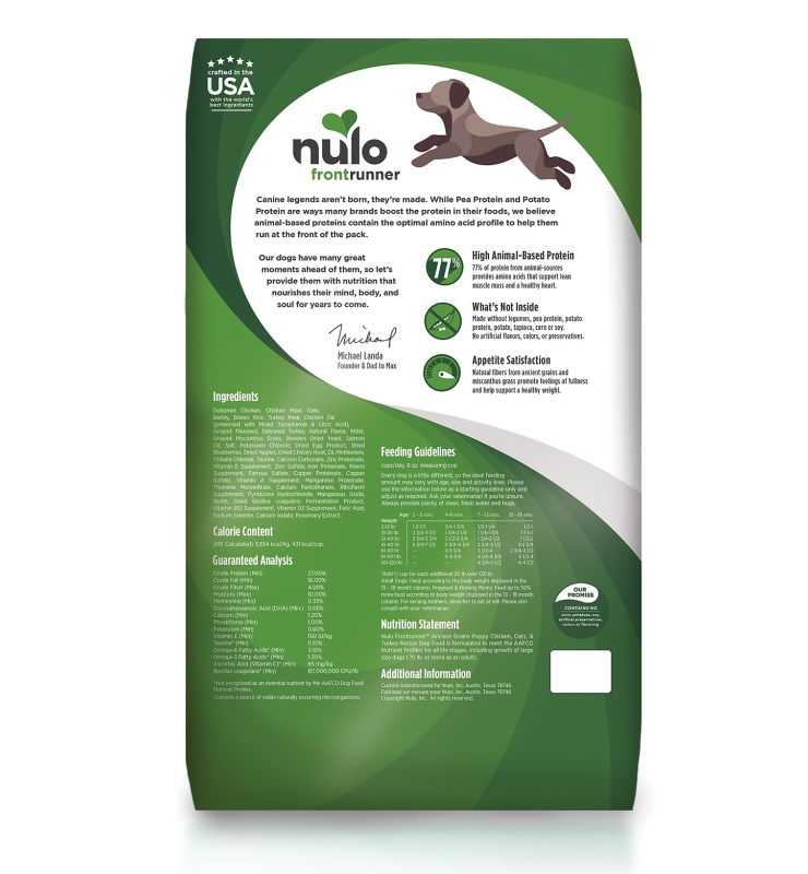 NULO FRONTRUNNER CHICKEN AND OATS PUPPY