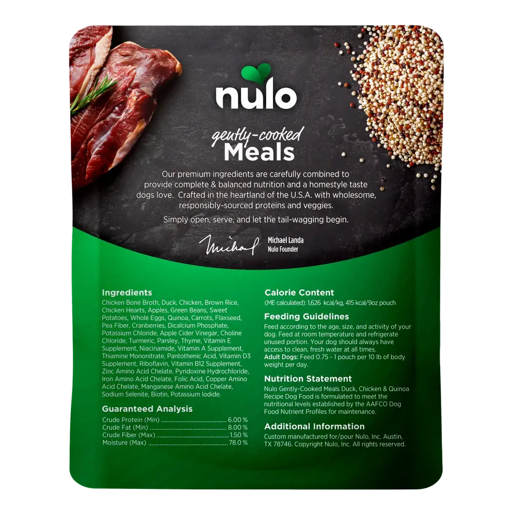 NULO GENTLY COOKED DUCK, CHICKEN AND QUINOA 9OZ