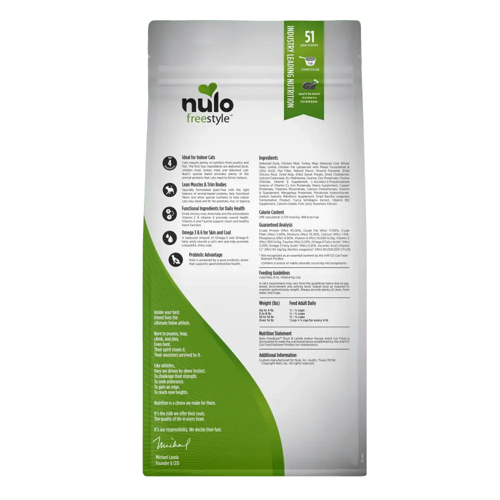NULO FREESTYLE INDOOR CAT DUCK/LENTILS