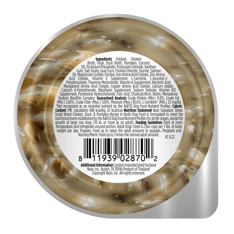 Nulo Chicken, Duck & Pumpkin In Broth Signature Stew For Small Breed Dogs 2.8OZ