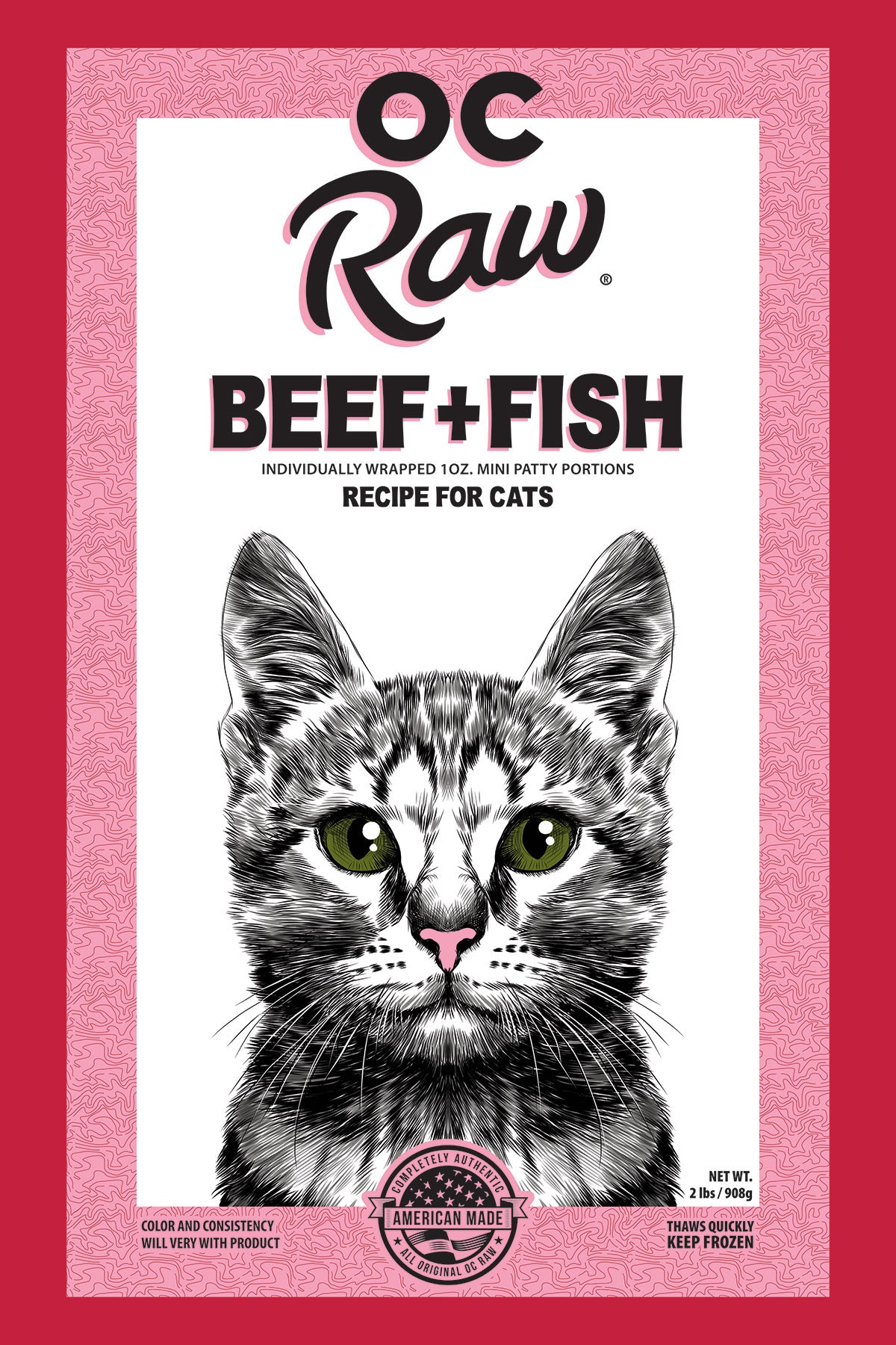 OC Raw Frozen Beef and Fish 2lb Sliders for Cats