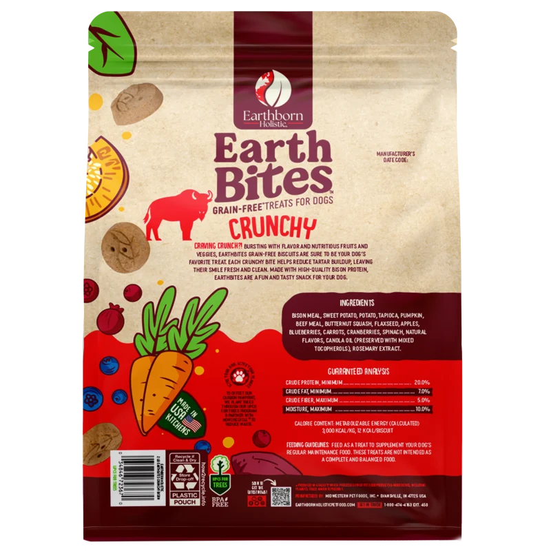 Earthborn EarthBites Crunchy Bison Meal Recipe Dog Treats