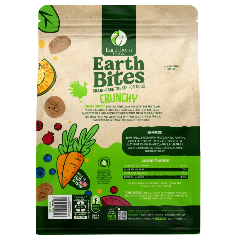 Earthborn EarthBites Crunchy Turkey Meal Recipe Dog Treats