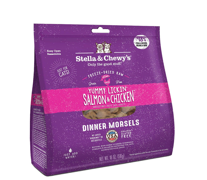 STELLA AND CHEWYS FREEZE DRIED CAT YUMMY LICKIN SALMON AND CHICKEN
