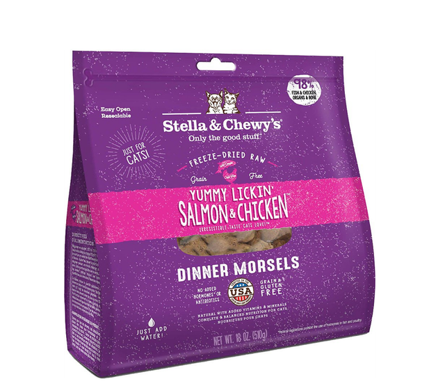 STELLA AND CHEWYS FREEZE DRIED CAT YUMMY LICKIN SALMON AND CHICKEN