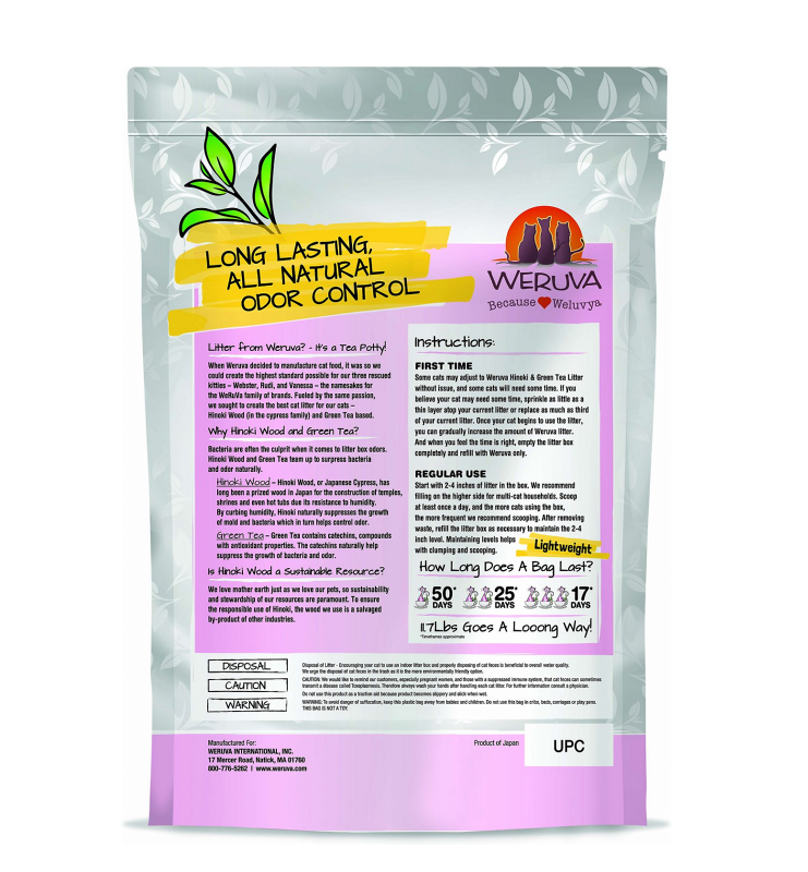 WERUVA CAT LITTER HINOKI WOOD & GREEN TEA