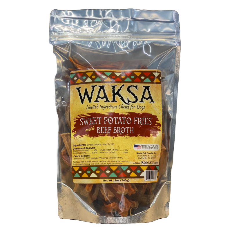 Waksa Fries Sweet Potato Dog Chews in Bone Broth for Dogs 12oz