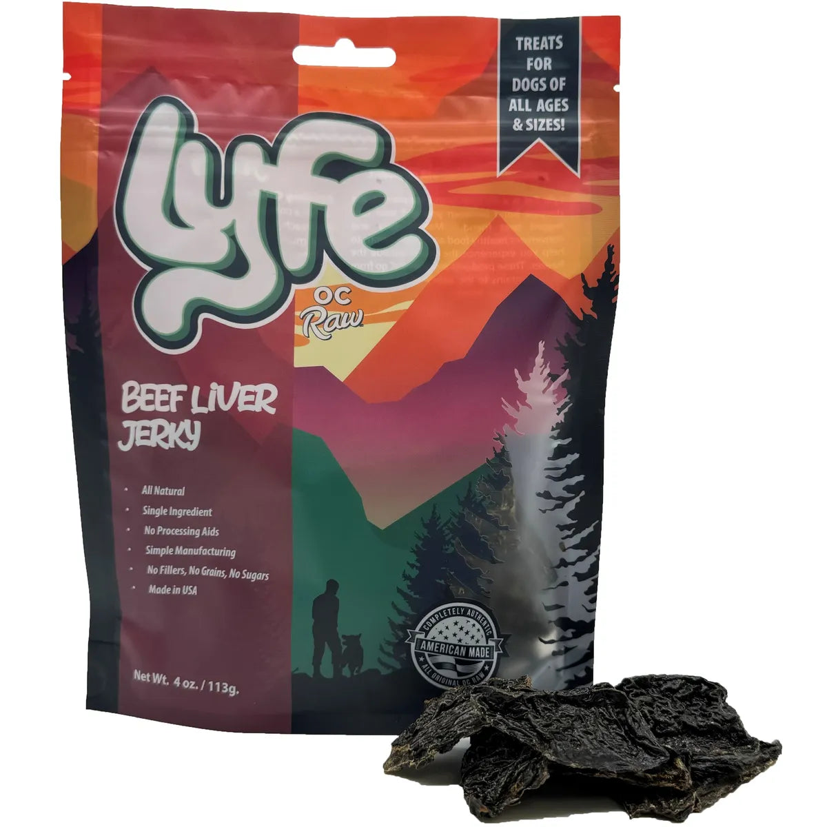 OC Raw Lyfe Beef Liver Jerky Dog Treats, 4OZ