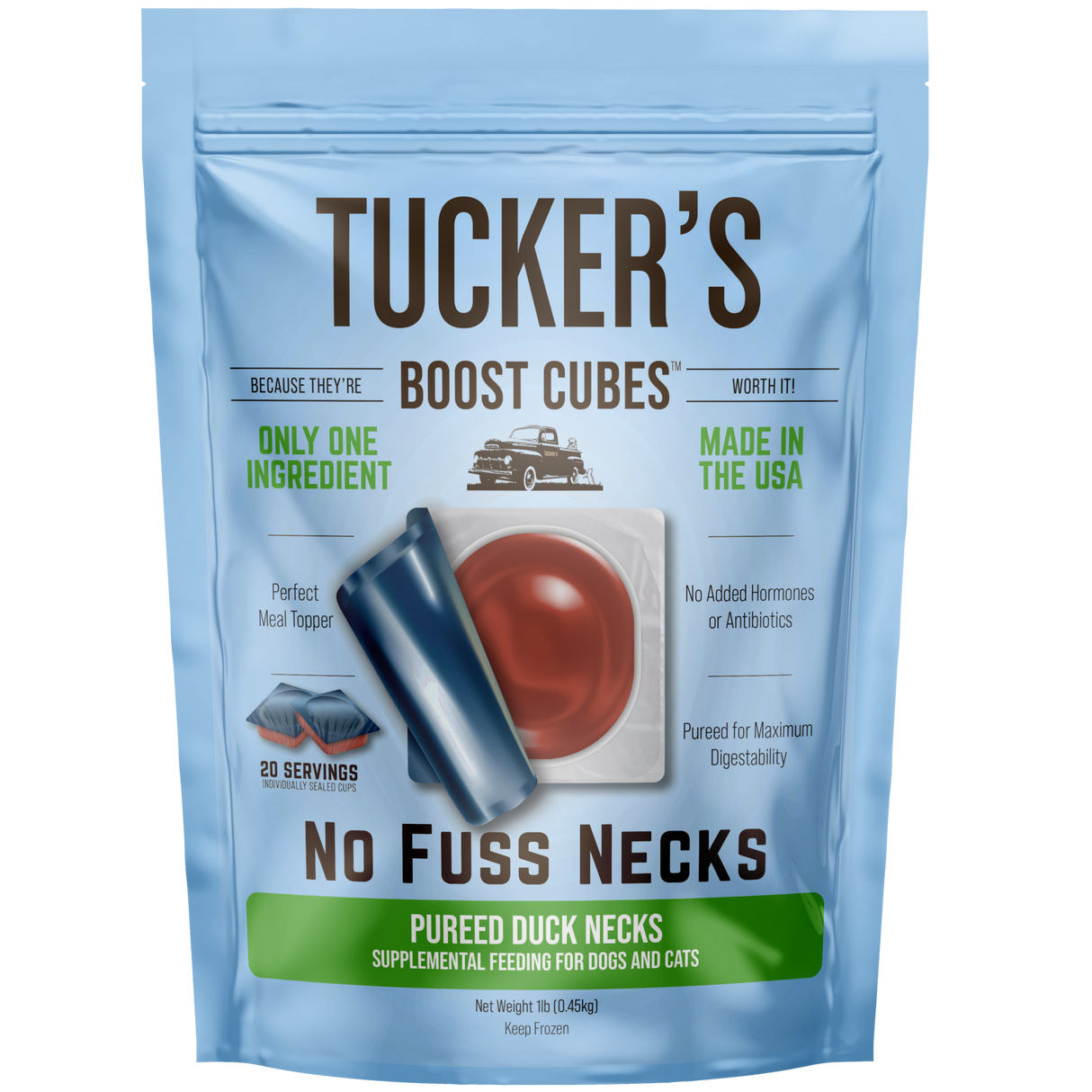 TUCKERS BOOST CUBES NO FUSS NECKS DUCK 1LB
