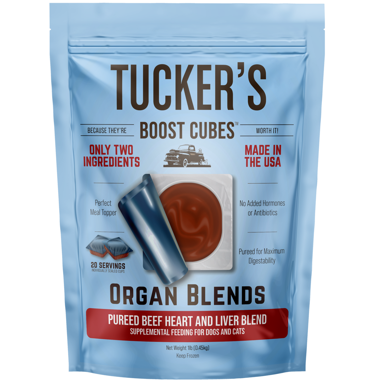 TUCKERS BOOST CUBES ORGAN BLENDS BEEF HEART AND LIVER 1LB