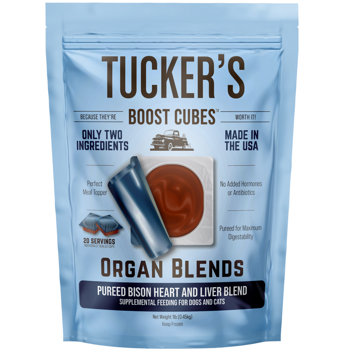 TUCKERS BOOST CUBES ORGAN BLENDS BISON HEART AND LIVER 1LB