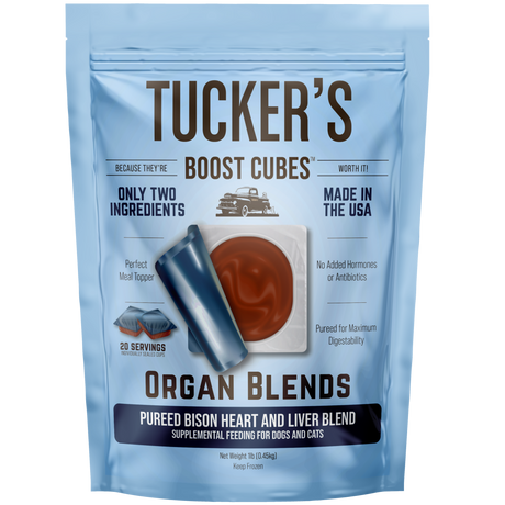 TUCKERS BOOST CUBES ORGAN BLENDS BISON HEART AND LIVER 1LB