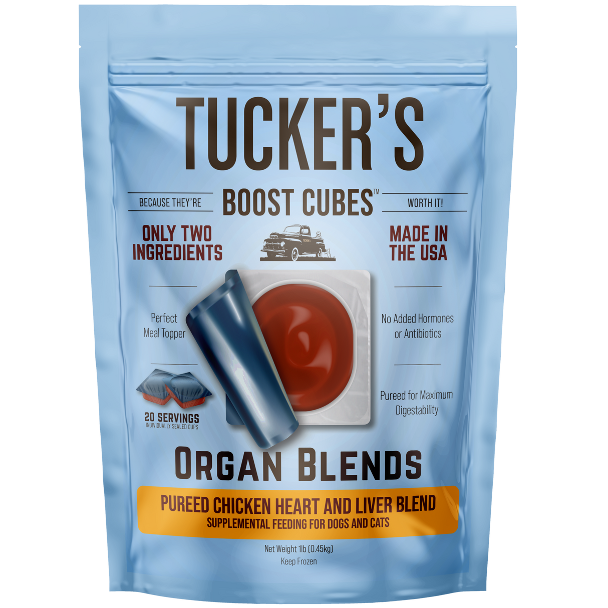 TUCKERS BOOST CUBES ORGAN BLENDS CHICKEN HEART AND LIVER 1LB