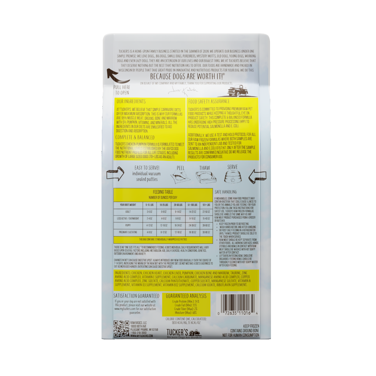 Tucker's Chicken and Pumpkin Frozen Raw Dog Food
