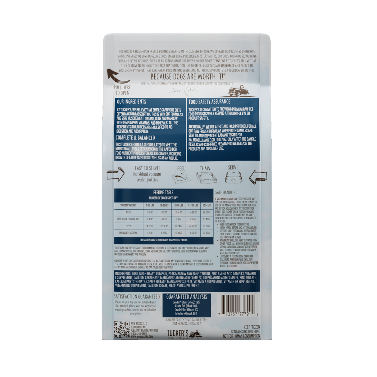 Tucker's Pork, Bison, and Pumpkin Frozen Raw Dog Food