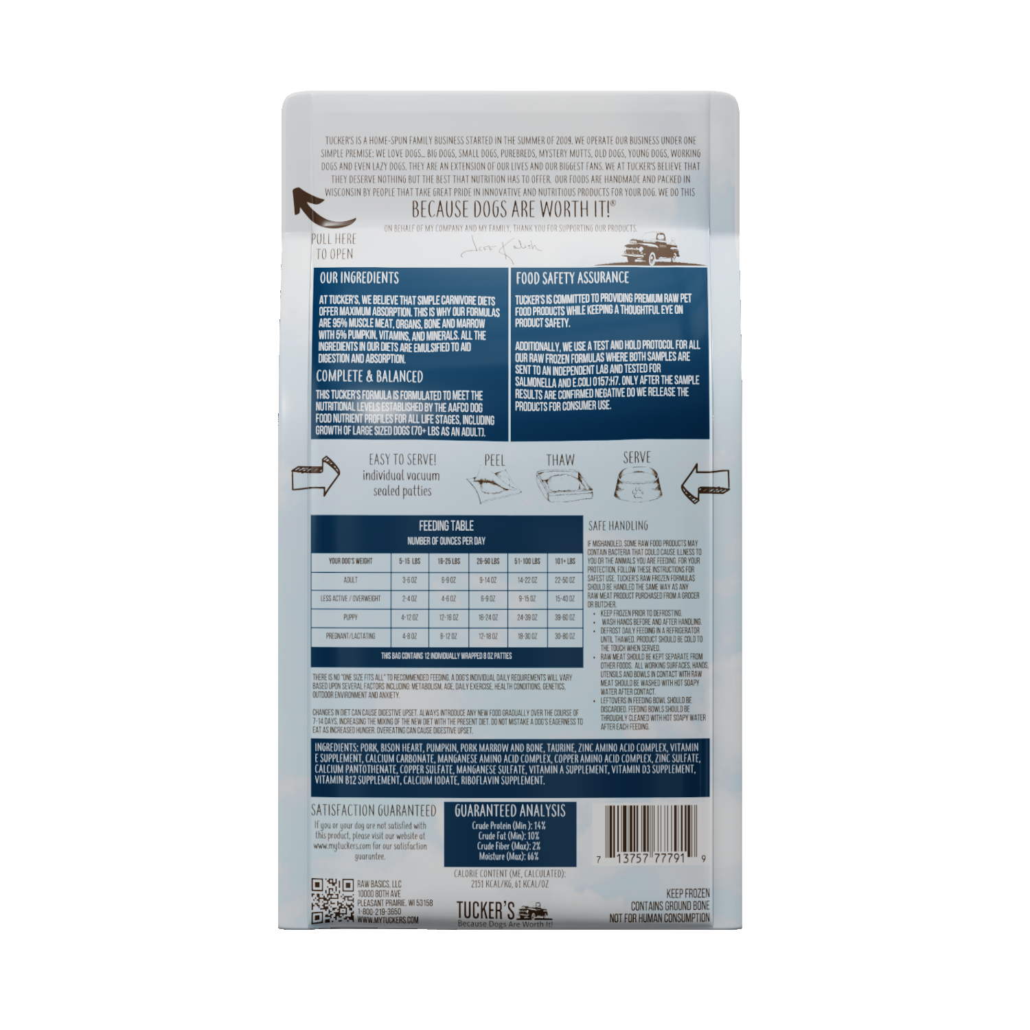 Tucker's Pork, Bison, and Pumpkin Frozen Raw Dog Food