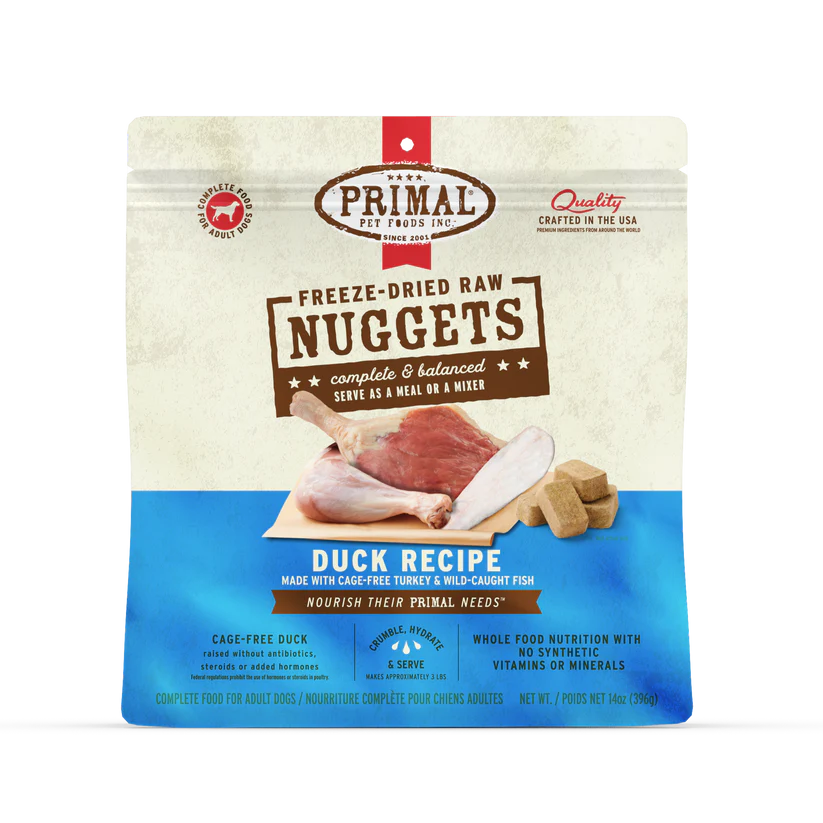 Primal Freeze-Dried Raw Nuggets Dog Food Duck Recipe