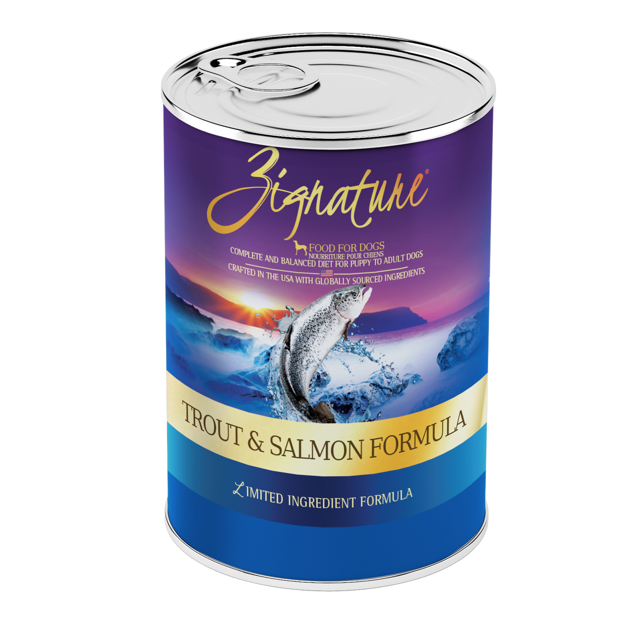 ZIGNATURE DOG TROUT AND SALMON CAN 13OZ