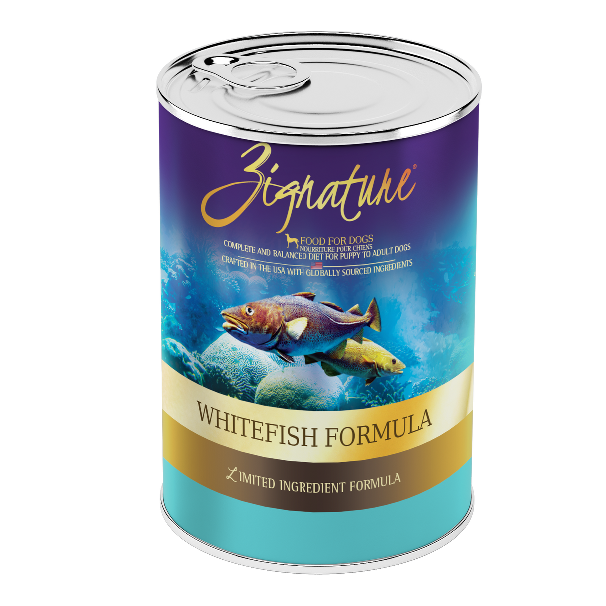 ZIGNATURE DOG WHITEFISH CAN 13OZ