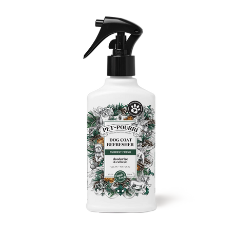 PET-POURRI dog coat refresher spray bottle, white plastic, trigger top
