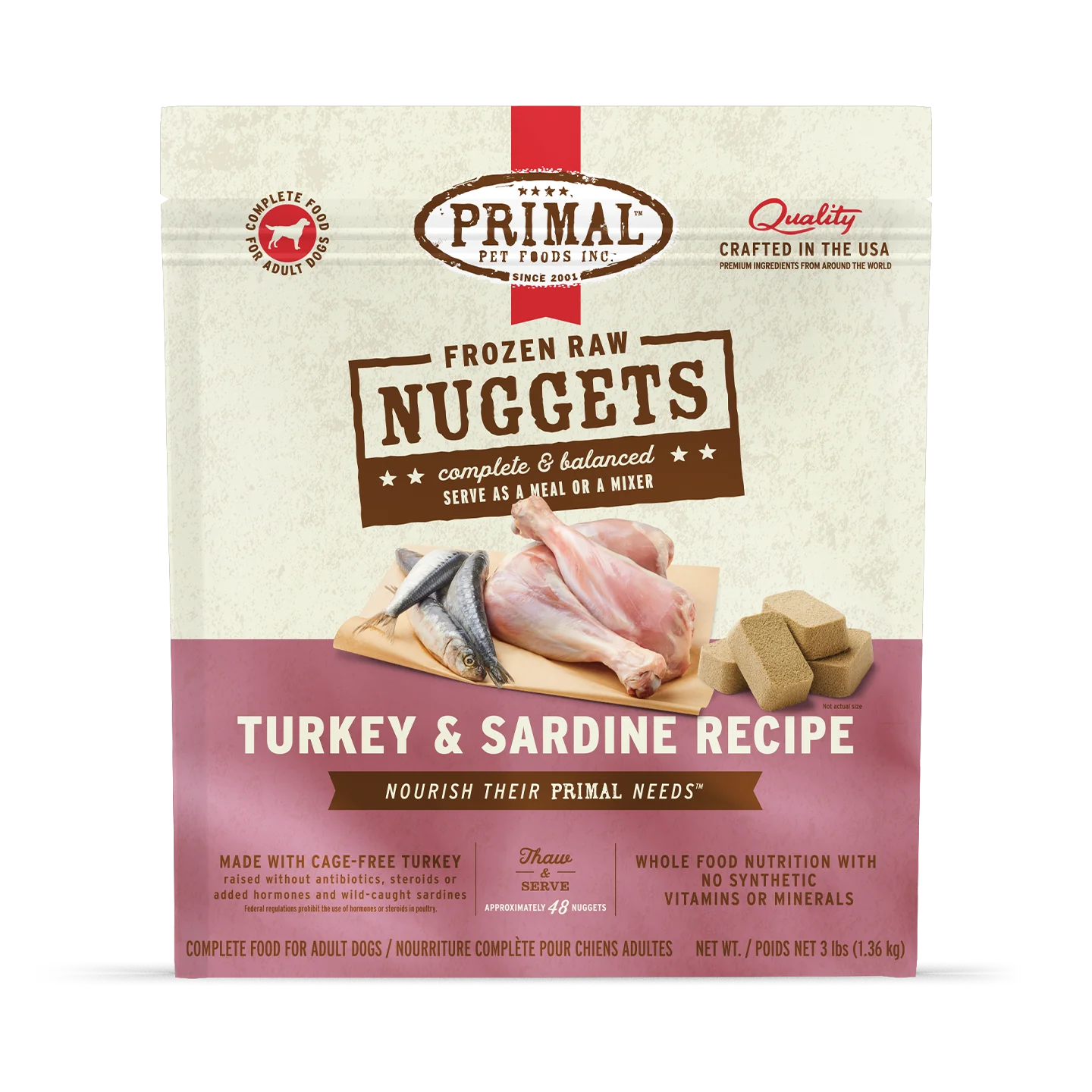 Primal Frozen Raw Dog Food Turkey & Sardine Recipe