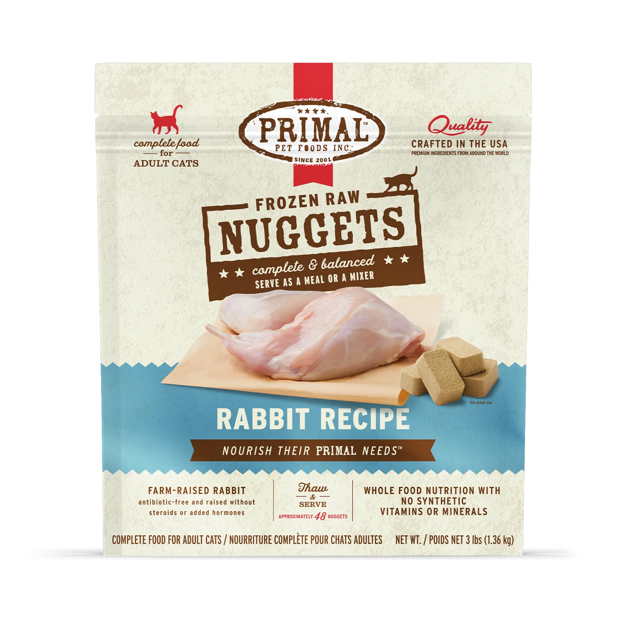 PRIMAL FROZEN RAW 3LB NUGGETS CAT RABBIT