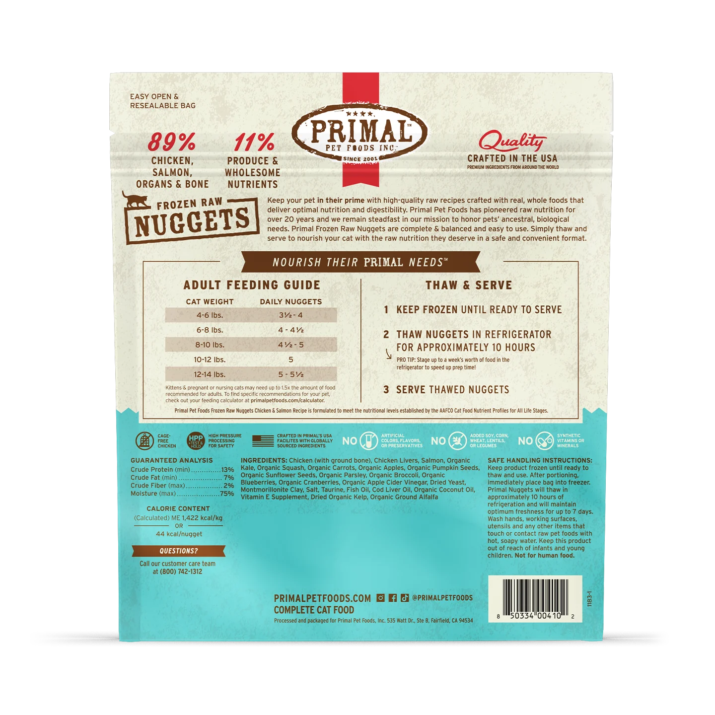 Primal Frozen Raw 3LB Nuggets Cat Food