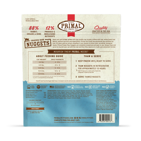 PRIMAL FROZEN RAW 3LB NUGGETS CAT RABBIT