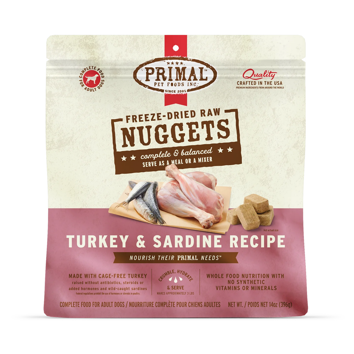 PRIMAL FREEZE DRIED NUGGETS TURKEY AND SARDINE