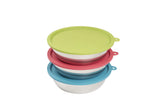 MESSY MUTTS Three Stainless Steel Dog Bowls and Three Silicone Lids, Medium, 1.5 Cups Per Bowl
