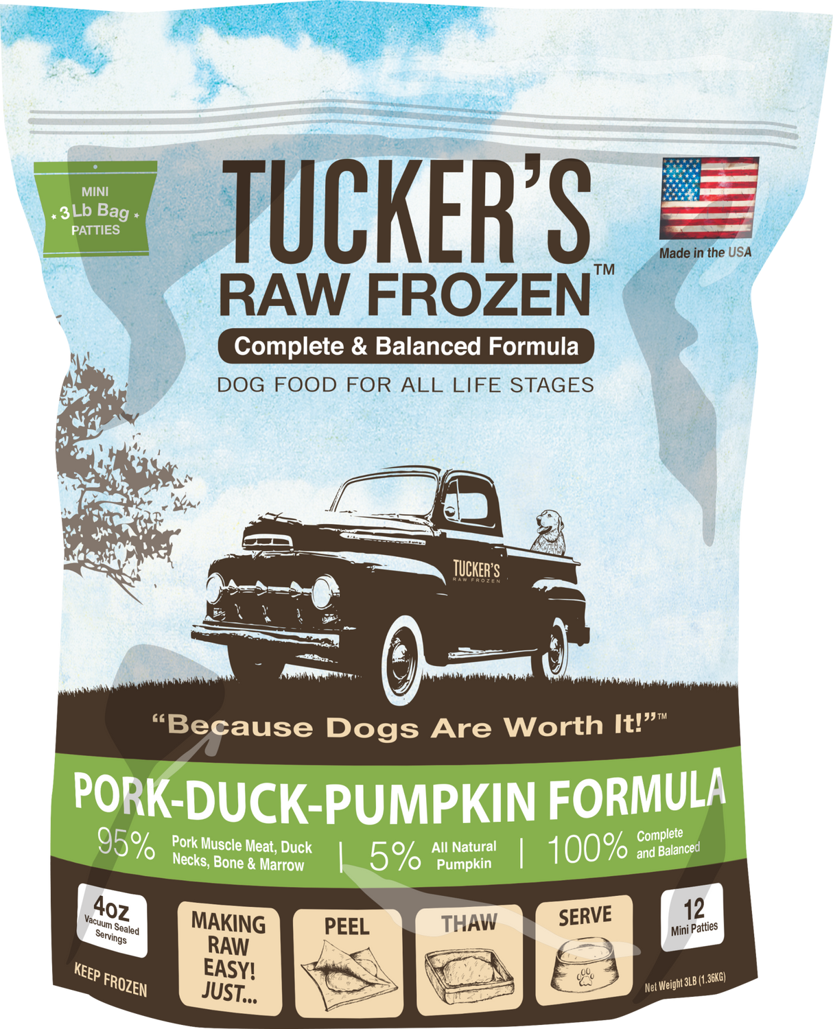 Tucker's Pork, Duck, and Pumpkin Frozen Raw Dog Food