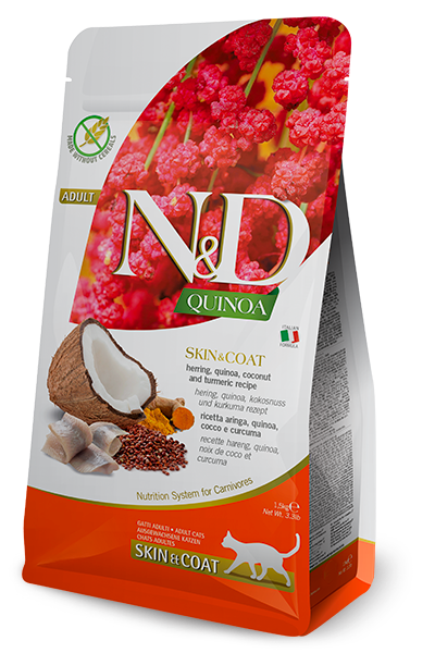 Farmina N&D Quinoa Skin and Coat Herring, Quinoa, Coconut, and Tumeric Recipe Dry Cat Food