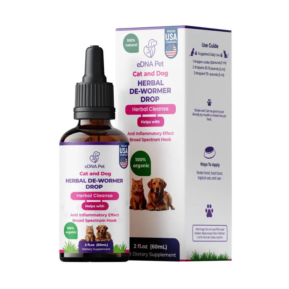 eDNA Pet Herbal De-Wormer Drops for Dogs & Cats