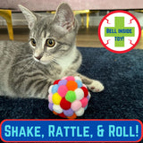 Smokey's Stash Cat Toy Plush Pom Cat Balls with Bells Inside